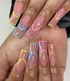 Long Square Nails, Summer Gel Nails, Square Nail Designs, Acrylic Nails Coffin Pink, Summer Acrylic Nails, Pretty Acrylic Nails