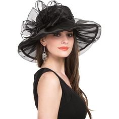 New! Women's Black Organza Church Kentucky Derby Fascinator Bridal Party Wedding Hat - Made Of Organza, 100% Polyester - This Fabulous Wide Brim Hat Has A Brim That Is 4.7 Inchs All The Way Around, Fit For Head Circumference 21.26 Inch~22.83 Inch. - Elegant Hat, Suitable For Many Occasions Wedding, Church, Party, Formal Evening, Travel, Etc - Color Black Thank You! British Tea Party, Bridal Cap, Kentucky Derby Fascinator, Bridal Tea Party, Derby Fascinator, Tea Party Wedding, Bridal Tea, Wedding Hat, Kentucky Derby Hats