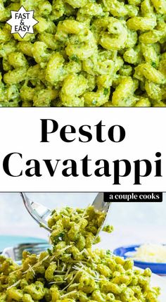 pesto cavatappi is an easy and delicious side dish