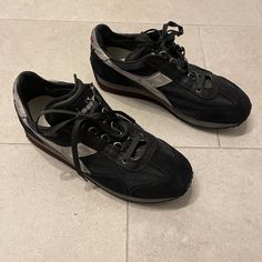 Diadora Heritage Sneaker, Us Men’s 7.5 Color: Anthracite Leather Sneaker, Distressed Look Practically Brand New: I Wore These For One Day And Realized They Were Too Big. Us Man, Mens Shoes Sneakers, Leather Sneakers, One Day, Men's Shoes, Shoes Sneakers, Size 7, Man Shop, Brand New