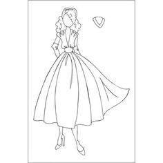 a drawing of a woman in a dress