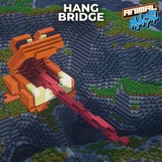 an orange and red object is in the middle of a map with text that reads hang bridge