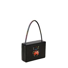 The Beetle Mini Clutch is a dark and daring delight, featuring Simitri's signature beetle motif on a sleek black base. Perfect for Halloween or any fashion-forward moment, this mini bag is your year-round style companion. A little bag with a big bite, it’s a statement piece for the bold at heart.  These petite wonders are like pocket-sized statements waiting to be made. Whether you're hunting for the perfect stocking stuffer, exploring the world of mother-daughter twinning, or simply crushing on the mini bag trend, we've got your style cravings covered.  This Beetle mini has hand embroidered red sequins on a minaudiere with lush velvet interior lining and a hand hold strap. It does not hold a phone Spot Clean Only Black Rectangular Case Shoulder Bag Gift, Black Rectangular Shoulder Bag Gift, Black Rectangular Shoulder Bag For Gift, Black Square Box Bag For Gifts, Black Clutch Box Bag As Gift, Black Clutch Box Bag For Gift, Black Rectangular Box Bag For Gift, Black Box Bag Rectangular Case For Gift, Black Box Bag With Rectangular Case For Gift