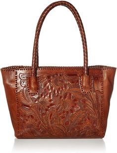 "Meet the Carmen, a stunning tooled leather tote with beautiful woven handles. Get the floral vintage-look with this ladies leather tote bag; ideal for daily use as a laptop bag, work purse, or for your wallet and essentials. Features exquisite craftsmanship and detailing throughout, with hand tooled designs, and hand painted and hand stitched leather. The design of each bag is carefully crafted over 10 steps and many hours. Part of the Mauzari signature line which is our highest quality product Travel Hand Tooled Shoulder Bag, Travel Shoulder Bag With Hand Tooled Double Handle, Bohemian Satchel With Top Carry Handle, Vintage Brown Hand Tooled Bag For Travel, Vintage Brown Hand-tooled Shoulder Bag, Hand-tooled Travel Bag With Double Handles, Hand Tooled Top Handle Bag, Brown Hand-tooled Double Handle Bags, Hand Tooled Double Handle Travel Bag