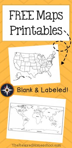 a map with the words free maps printables on it and an arrow pointing to blank