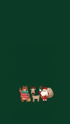 an image of santa claus and reindeers in the dark green background with text that reads, merry christmas