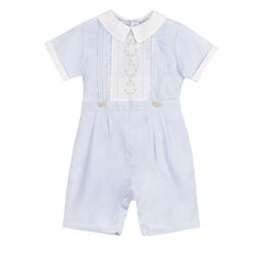 This heirloom-style baby boy outfit will not disappoint, with its timeless style and quality made to last for generations of family. Made with hand embroidery, lace inserts, and pintucks, for a beautiful vintage piece to add to your collection. Romper available as well. Toddler Wedding Outfit Boy, Boys Smocked Outfits, Baby Boy Wedding Outfit, Flower Girl Outfits, Wedding Outfit For Boys, Bubble Clothes, Classic Baby Clothes