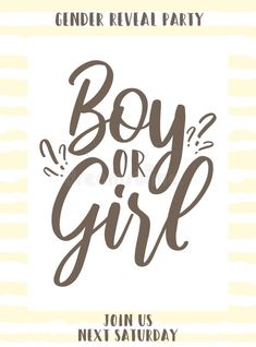 a boy or girl party poster with handwritten lettering on a striped background royalty illustration