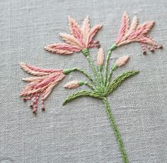 a close up of a flower on a piece of cloth