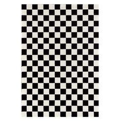 a black and white checkered area rug