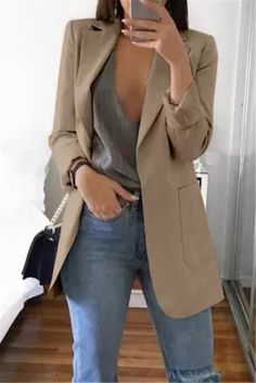 Slim Cardigan, Slim Fit Blazer, Elegant Blazers, Ladies Blazer, Stylish Suit, Fitted Cardigan, Estilo Chic, Saint John, Pocket Cardigan