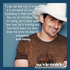 a man wearing a white cowboy hat with a quote from brad falkoy on it