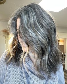 Beautiful Silver Shag with Brown Lowlights Fine Straight Hair, Permanent Hair Dye, Brown Hair With Highlights, Dirty Blonde, Dark Brown Hair