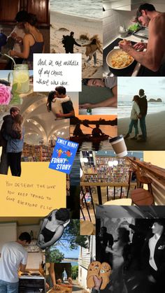 a collage of photos with people and words written on them, including images from the same person's life