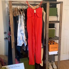 Nwt $168 Anthropologie Red Jumpsuit Size Small Crepe-Y Fabric, Can Be Worn With Or Without The Straps. Red Strapless Jumpsuit For Summer Nights, Red One-piece Jumpsuit For Spring, Chic Red Strapless Jumpsuit For Spring, Red Strapless Jumpsuit For Night Out In Spring, Red Strapless Jumpsuit For Spring Night Out, Chic Red One-piece Jumpsuits And Rompers, Red Sleeveless Jumpsuits And Rompers For Date Night, Sleeveless Red Jumpsuits And Rompers For Date Night, Chic Red One-piece Jumpsuit Or Romper