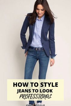 Business Casual Jeans, Jeans Outfit For Work, Looks Jeans, Look Adidas, Tomboy Chic, Jeans Outfit Women, Blazer Outfit, Office Outfits Women, Pullover Outfit