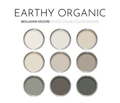 the color scheme for earthy organic is shown in six different shades, including white and gray