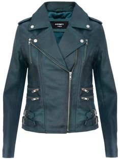 Quality Leather Garments 100% Genuine High Quality Fast Shipping Ladies Retro Teal 100% Nappa Leather Biker Jacket Product Description Imbued with a classic biker spirit, this luxuriously soft nappa leather jacket features an asymmetric zip through front and classic notched collar. This signature and undeniably chic purple leather biker jacket has embossed studs to the collar and epaulettes. The collar can be worn open or folded over closed for added warmth. Accented with two vertical zip pocket Biker Style Women, Teal Leather, Sheep Leather, Purple Leather, Leather Biker Jacket, Biker Style, Notched Collar, Polished Look, Nappa Leather