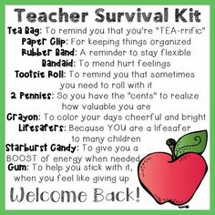 a teacher survival kit with an apple