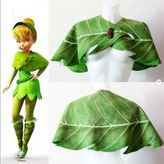 the green tinkerbell costume is being modeled