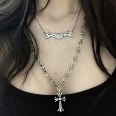 Chrome Hearts Jewelry, Grunge Necklace, Grunge Jewelry, Edgy Jewelry, Aesthetic Jewelry, Dope Jewelry, Funky Jewelry, Chrome Hearts, Gothic Jewelry