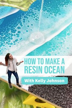 How to Make Ocean Epoxy Resin Art Inspired by Not Too Shabby by Jess Epoxy Waves Diy, How To Color Epoxy Resin, Beach Resin Art Tutorial, Epoxy Projects Diy, How To Use Resin, Diy Beach Art