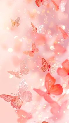 many pink butterflies flying in the air