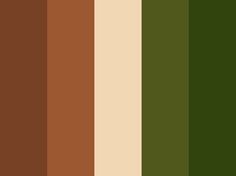 the color palette is brown, green, and beige with an assortment of different shades