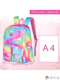 BirdinBag - Stylish 15.6 Laptop Backpack for Women - Vibrant Tie Dye College Bookbag with Anti-Theft Feature Backpack For Women, Rainbow Star, Word Wrap, Colour Star, Rainbow Pattern, Backpack Straps, Anti Theft, Girl Backpacks, School Bag