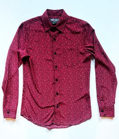 I CAN'T HIDE-Men's Button Up Shirt-Red Leopard Print in Crepe fabric-Fit: True to Size-Front Button Closure-One-Button Cuffs-Dry Clean-Made in New York City Red Leopard, Leather Denim, Mens Button Up, Kids Sale, Crepe Fabric, Vest Top, Card Sizes, Vest Jacket, Denim Button Up