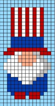 a cross stitch pattern with the colors of red, white and blue