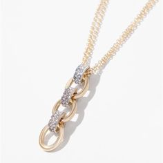 Whbm Necklace Features Double Chain With Link Pendant To Create Y-Neck Silhouette Goldtone Setting 30” Length 1.5” Drop Stunning! Market Jewelry, Double Chain, White House Black, White House Black Market, Black House, House Black, Womens Jewelry Necklace, White House, Gold Tones