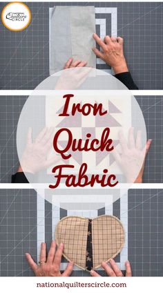 hands on top of a chair with the words iron quick fabric