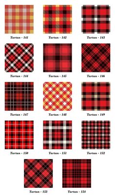 different plaid patterns in red and orange