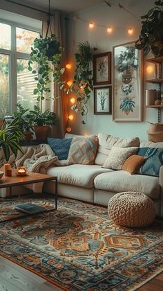 Indian Living Rooms Nautical Cottage Natural Boho Interior, House Decor Plants Bohemian, Rugs Mix And Match, Maximalist Decor Small Spaces Living Room, Navy And Terracotta Living Rooms, Natural Boho Living Room, Nature Home Aesthetic, Bohemian Modern Living Room, Aesthetic Plant Room