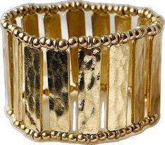 "Crafted with elegance, this finely hammered gold cuff bracelet adds a touch of unique sophistication to any ensemble. Its striking texture, curves and subtle shimmer make it a timeless piece that will endure any fashion trend. For a luxe finish to any look, this bracelet is an ideal addition. Main Metal- 18K Plated Brass Color: This listing is for the gold color. We also have it available in silver and two tone gold/silver. Check out our other listings. Adjustable With High Performance Double S Elegant Gold Hammered Cuff Bracelet, Gold Hammered Metal Bracelets, Hammered Gold Metal Bracelets, Hammered Gold Metal Bracelet, Elegant Hammered Adjustable Cuff Bracelet, Gold Hammered Bracelets As Gift, Gold Hammered Cuff Bracelet As Gift, Gold Hammered Cuff Bracelet For Gift, Adjustable Hammered Gold Bangle