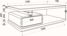 a drawing of a desk with two drawers on each side and one drawer at the top