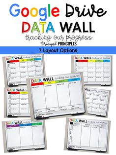 google drive data wall with 7 layout options for each page and the title below it