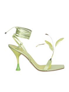 Find 3juin Sandals on Editorialist. Light green Kimi sandals by 3Juin; designed following a modern and innovative ethos, showing the sunny, young and fresh side of the brand Square toe. Open toe. Wraparound style. Selt-tie fastening. Feather detailing. Branded leather insole. Sculpted heel. Bi-color heel. Color: light green Heel: 9.5cm Made in Italy Material: 100% Leather 100% Fabric Chloe Purses, Green Heels, Sneaker Wedge, Designer Sandals, Leather Slip Ons, Shoe Brands, Color Light, High Heel Shoes, Women's Shoes Sandals