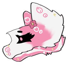 a drawing of a pink and white cow with flowers on it's back end