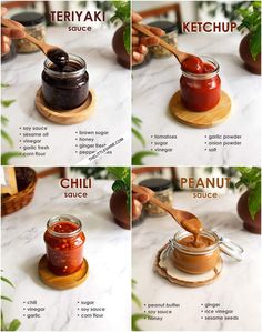 the steps to making homemade sauces are shown