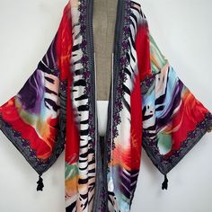 One Size fits S-4X Length: 58 inches Material: Cotton Twill (a smooth, durable and medium weight fabric. Slightly lustrous and very elegant as it flows gracefully) One Size Fits Most Size Chart Elegant Multicolor Kimono For Vacation, Elegant Multicolor Kimono For Beach, Elegant Multicolor Beach Kimono, Elegant Long Multicolor Kimono, Elegant Multicolor Printed Kimono, Elegant Flowy Multicolor Kimono, Elegant Multicolor Flowy Kimono, Loose Long Dress, Long Kimono