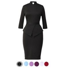 Women's Clergy Dress Tab Collar Priest Peplum Dress Clerical Dress 6 Colors | eBay Solid Sheath Non-stretch Dress, Chic Stretch Dress With Half Sleeves, Elegant Stretch Dress With Half Sleeves, Office Lady Mini Length Dresses For Work, Summer Office Dress With Stretch, Stretch Summer Office Dress, Fitted Waist Workwear Dresses For Fall, Fitted Waist Dresses For Fall Workwear, Fitted Waist Dresses For Work In Fall