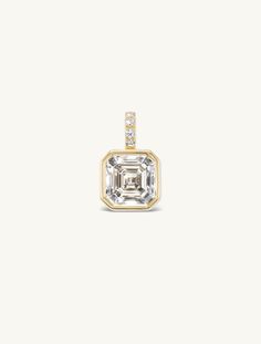 Asscher Pendant Asscher Diamond, Diamond Set, Green Tourmaline, Hand Engraving, Pink Tourmaline, Charm Earrings, Beaded Chain, Pave Diamonds, Earring Necklace