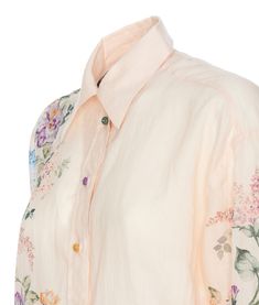 Zimmermann cream wate Halliday relaxed shirt, frontal buttons closure, long sleeves, printed, regular collarComposition: 100% Ramie