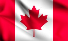 the flag of canada is waving in the wind and has a red maple leaf on it