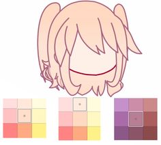 an anime character's face with different colored squares in front of it and the bottom half