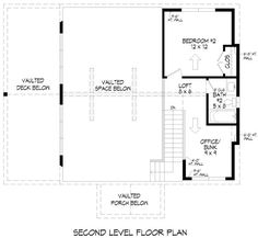 the second floor plan for a two story house