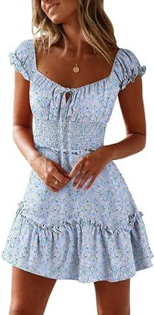 Sun Dresses For Summer, Women Dresses Casual Summer, Short Beach Dresses, Dresses For Summer, Sun Dresses, Dress Occasion, Ruffle Hem Dress, Floral Print Shorts, Dress Mini