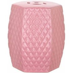 a pink vase with diamond pattern on it